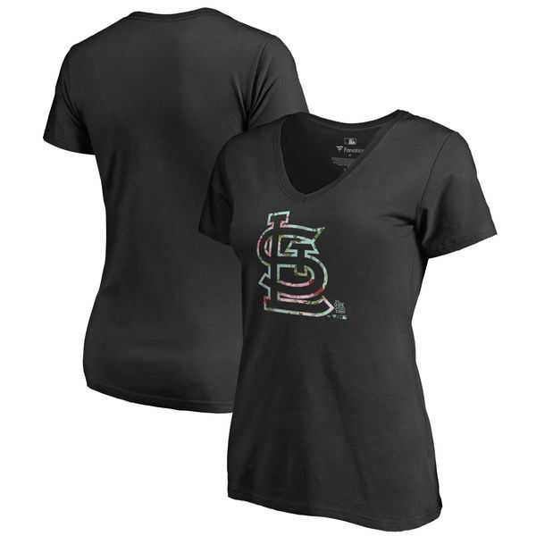 Women St. Louis Cardinals Fanatics Branded Lovely V Neck T-Shirt Black Fyun